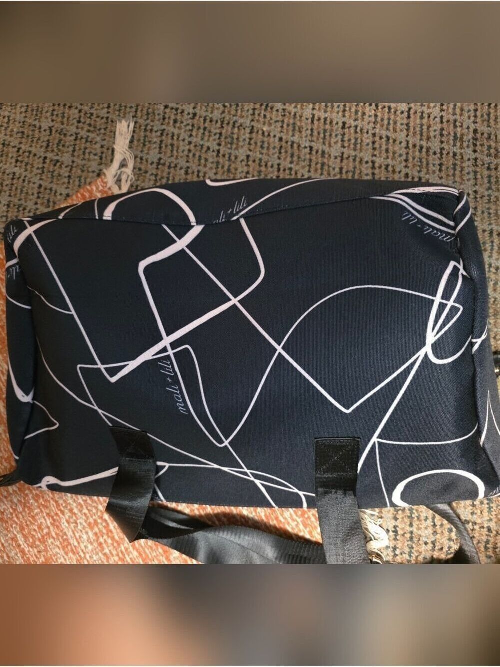 Mali + Lilli Black Canvas Tote Abstract White Lines #PUR11 - Picture 7 of 11
